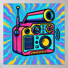 Abstract Digital Pattern Glitch Pop Wallpaper ポスター