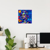 Abstract Diva - Modern Retro Geometric Pop Art ポスター (ホームオフィス)