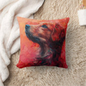 Abstract dog portrait in vibrant red hues. Generat クッション (ブランケット)