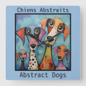 Abstract Dogs blue スクエア壁時計 (正面)