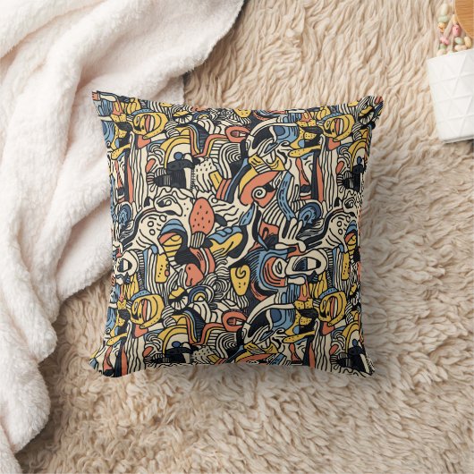 Abstract Doodle Pastel クッション (ブランケット)