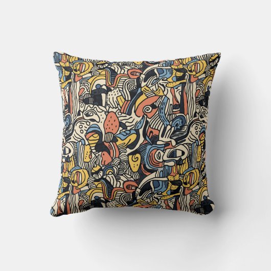 Abstract Doodle Pastel クッション (裏面)