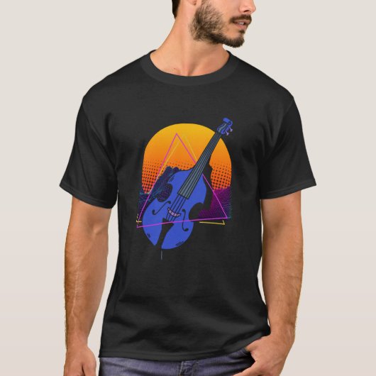 Abstract Double Bass Jazz Musician Contrabass Play Tシャツ (正面)