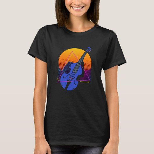 Abstract Double Bass Jazz Musician Contrabass Play Tシャツ (正面)