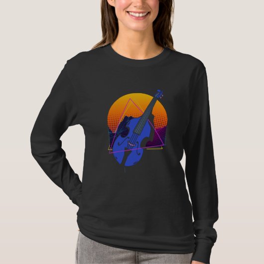 Abstract Double Bass Jazz Musician Contrabass Play Tシャツ (正面)