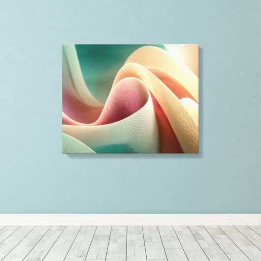 Abstract Drapery with Pastel Gradient Flow キャンバスプリント (インサイチュ (ウッドフロア))