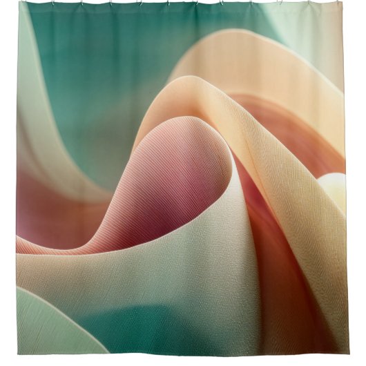Abstract Drapery with Pastel Gradient Flow シャワーカーテン (正面)