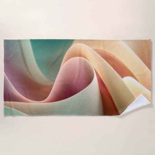 Abstract Drapery with Pastel Gradient Flow ビーチタオル (正面)