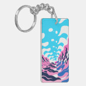 Abstract Dream Wave – Vibrant Surreal Flow キーホルダー (正面左)