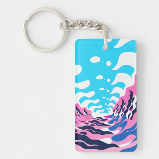 Abstract Dream Wave – Vibrant Surreal Flow キーホルダー (正面)