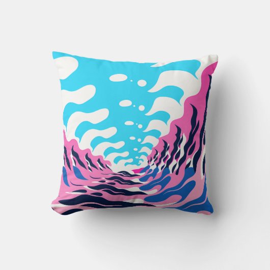 Abstract Dream Wave – Vibrant Surreal Flow クッション (正面)