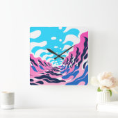 Abstract Dream Wave – Vibrant Surreal Flow スクエア壁時計 (ホーム)