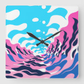 Abstract Dream Wave – Vibrant Surreal Flow スクエア壁時計 (正面)