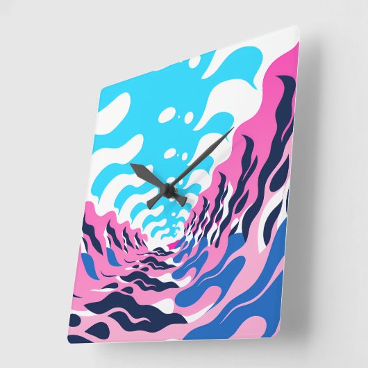 Abstract Dream Wave – Vibrant Surreal Flow スクエア壁時計 (傾斜)