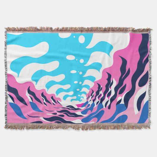 Abstract Dream Wave – Vibrant Surreal Flow スローブランケット (正面)