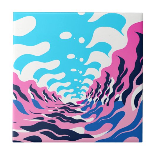 Abstract Dream Wave – Vibrant Surreal Flow タイル (正面)