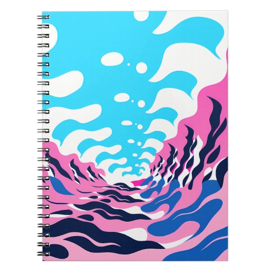 Abstract Dream Wave – Vibrant Surreal Flow ノートブック (正面)