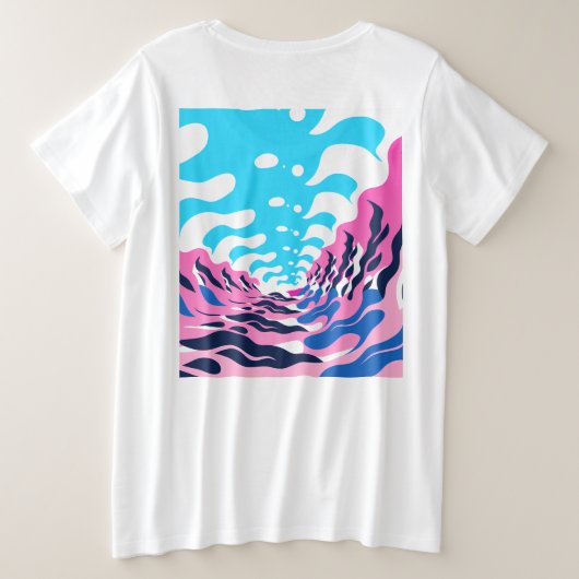 Abstract Dream Wave – Vibrant Surreal Flow プラスサイズTシャツ (デザイン裏面)