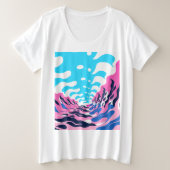 Abstract Dream Wave – Vibrant Surreal Flow プラスサイズTシャツ (デザイン正面)