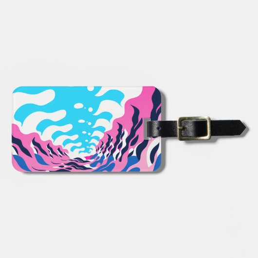 Abstract Dream Wave – Vibrant Surreal Flow ラゲッジタグ (正面横)