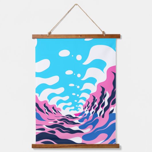 Abstract Dream Wave – Vibrant Surreal Flow 吊り下げ型タペストリー (正面)