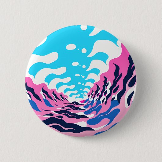 Abstract Dream Wave – Vibrant Surreal Flow 缶バッジ (正面)