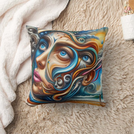 Abstract Dreamscape Ocean Serenity & Cosmic Wonder クッション (ブランケット)