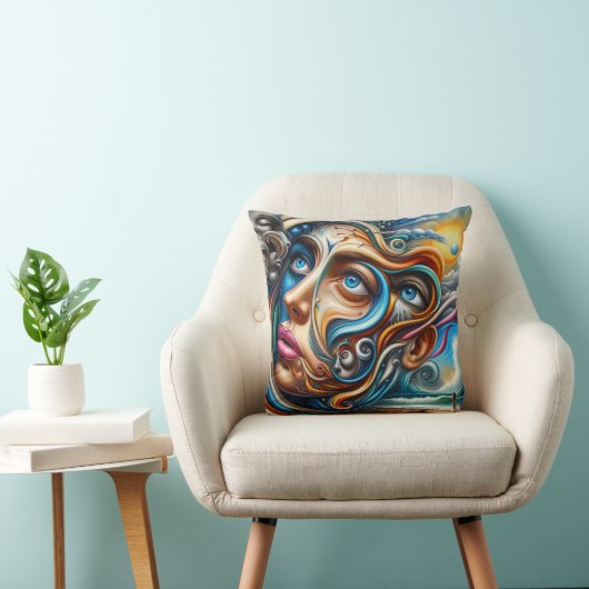 Abstract Dreamscape Ocean Serenity & Cosmic Wonder クッション (椅子)