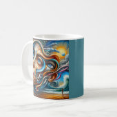 Abstract Dreamscape Ocean Serenity & Cosmic Wonder コーヒーマグカップ (正面左)