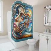 Abstract Dreamscape Ocean Serenity & Cosmic Wonder シャワーカーテン (インサイチュ)