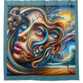 Abstract Dreamscape Ocean Serenity & Cosmic Wonder シャワーカーテン