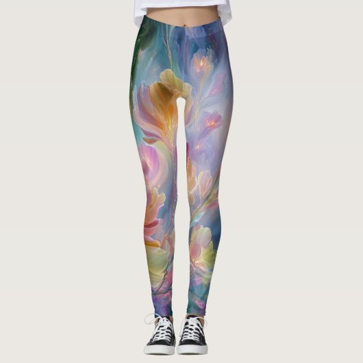Abstract dreamy floral garden レギンス (正面)