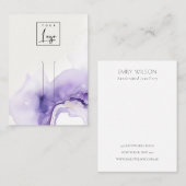 Abstract Dusky Lilac Watercolor Agate Hairpin Logo 名刺 (正面/裏面)