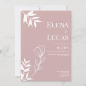 Abstract dusty rose white sketch floral wedding 招待状 (正面)