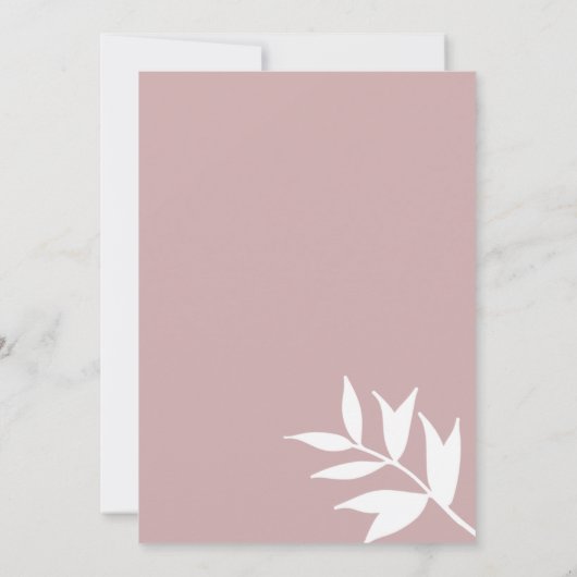 Abstract dusty rose white sketch floral wedding 招待状 (裏面)