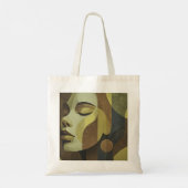 Abstract Earth-Tone Face Tote Bag トートバッグ (裏面)