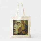 Abstract Earth-Tone Face Tote Bag トートバッグ (正面)
