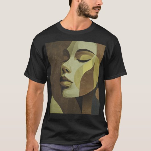 Abstract Earth-Tone Portrait T-Shirt Tシャツ (正面)