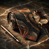 Abstract Earth Tone Swirl Pattern ネクタイ