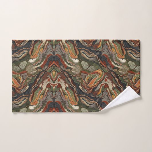 Abstract Earth Tone Swirl Pattern バスタオルセット (ハンドタオル)