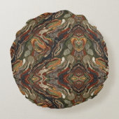 Abstract Earth Tone Swirl Pattern ラウンドクッション (裏面)