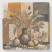 Abstract Earthy Still Life - Terracotta & Olive ストーンコースター (正面)