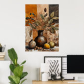 Abstract Earthy Still Life - Terracotta & Olive ポスター (ホームオフィス)