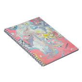 Abstract Ebru Water Marbling Pastel Heart Shaped ノートブック (右側)