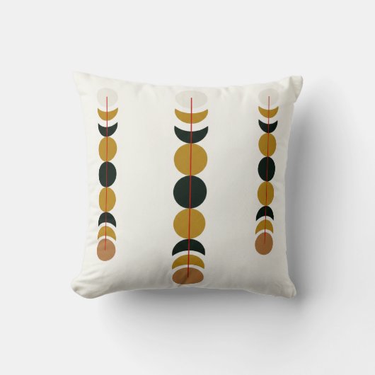 Abstract Eclipse Moon Phases Poster | Minimal Mono クッション (正面)