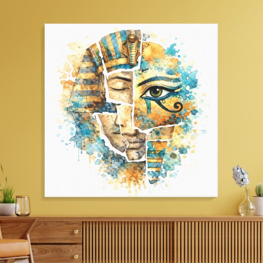 Abstract Egyptian Pharaoh Art with Eye of Horus  キャンバスプリント (インサイチュ (リビング))