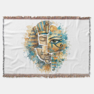 Abstract Egyptian Pharaoh with Eye of Horus スローブランケット
