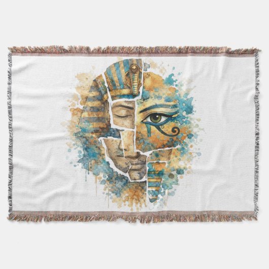 Abstract Egyptian Pharaoh with Eye of Horus スローブランケット (正面)