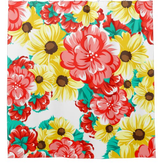 Abstract elegance seamless pattern with floral bac シャワーカーテン (正面)