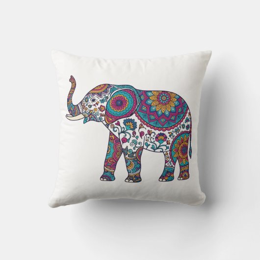 Abstract Elephant Decorative Throw Pillow – Modern クッション (裏面)